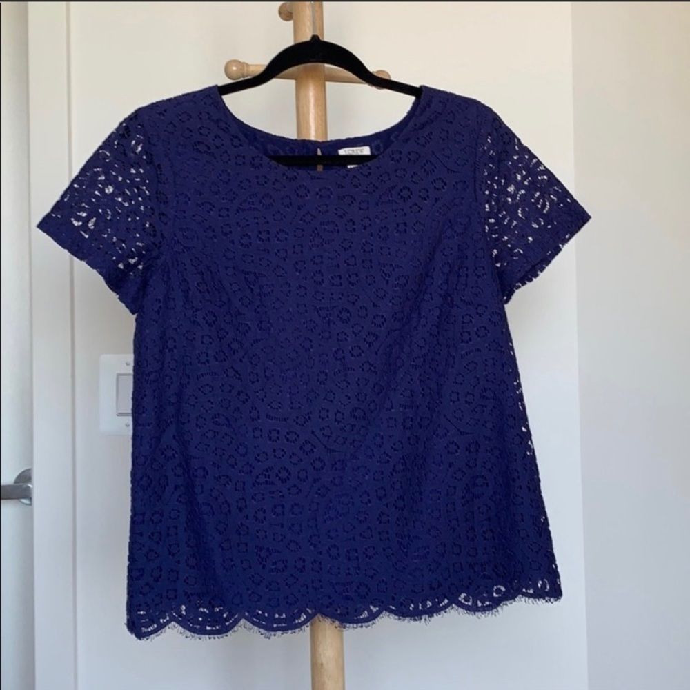 J Crew purple lace blouse size 00